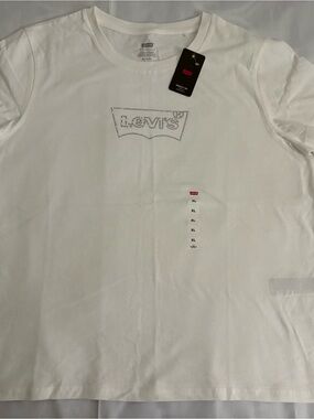 Levi's White Short Sleeve Crew with Rhinestone Logo